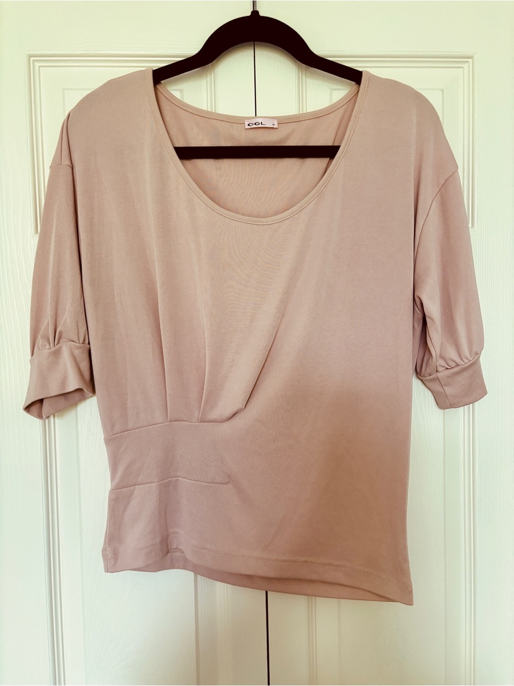 OGL Blush Pink Asymmetrical Rushed Top Size M